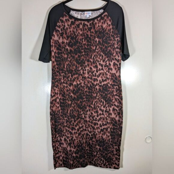 LuLaRoe Leopard Print Randy T Dress Size Large - Picture 1 of 9